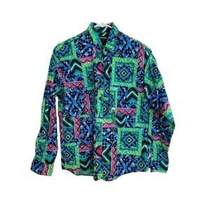 Vintage Frontier Series Women's Western Shirt Aztec Rodeo Cowgirl Sz M Colorful